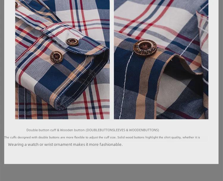 Camisa de Cuadros de Algodón de Manga Larga para Hombre con Cuello Mao - Ropa Casual Moderna para Primavera y Otoño