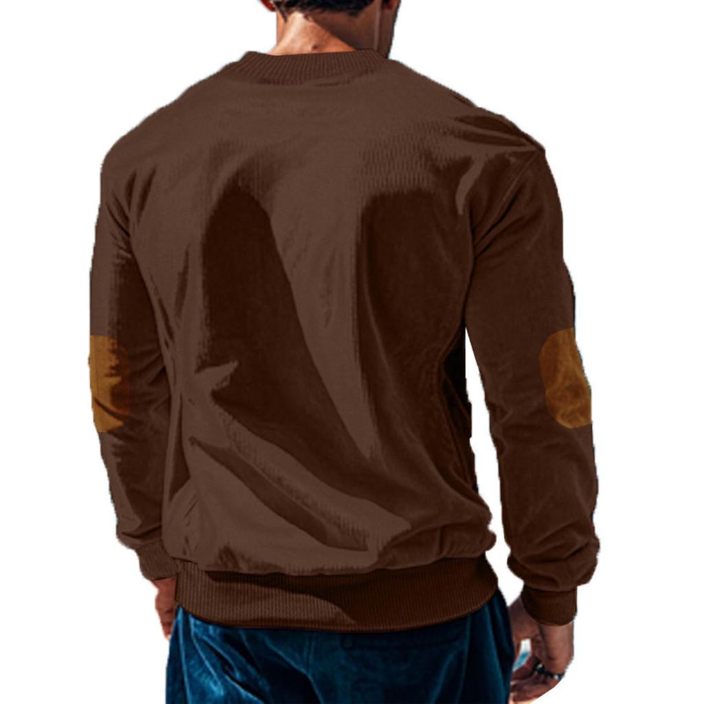 Men's Loose Round Neck Leisure Corduroy Pullover Long Sleeves Upper Garment