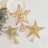 C-style golden Christmas new product Christmas tree iron art sticky powder tree top star accessories golden three-dimensional hollow five-pointed