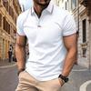 New Men's Casual POLO Shirt Lapel Collage Pull Stripes Button Business Solid Colour T-shirt Tops