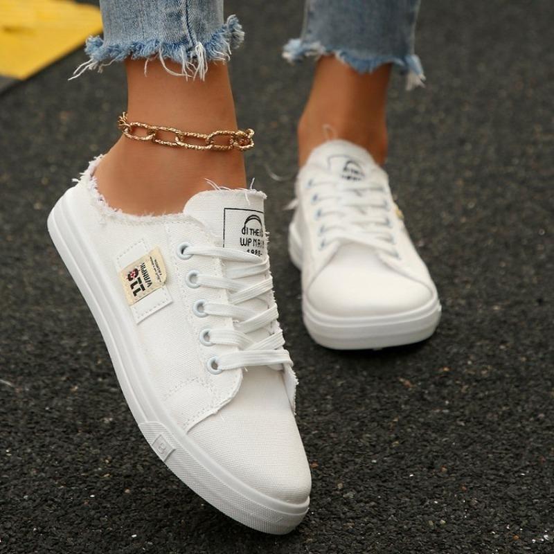 Fashion 2024 Spring Summer Women Canvas Sneaker Low Top Denim Sneakers Ladies Lace-Up Flat Canvas  Board Shoes Female sapatos femininos