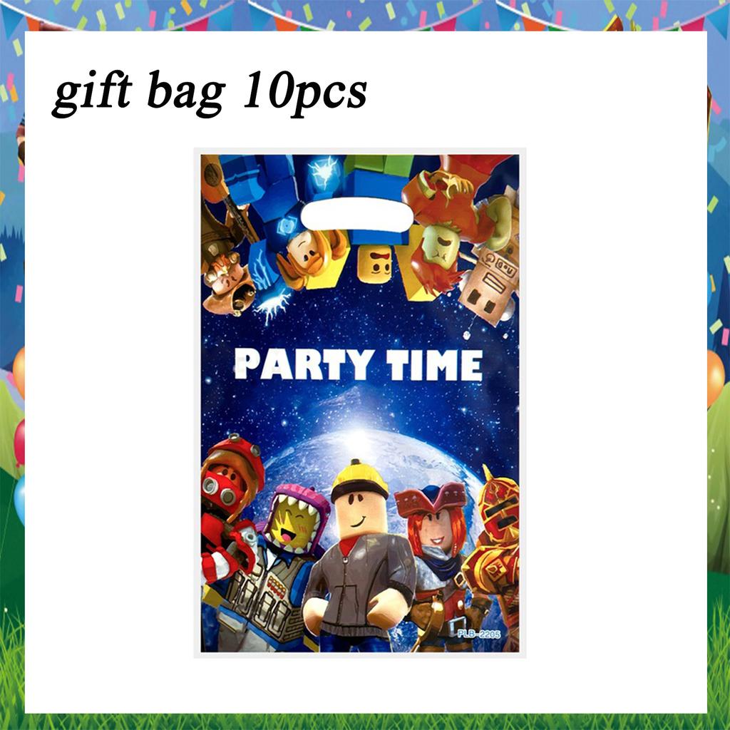 10/20/30/50 Peças tema Roblox papéis para celebração de data de nascimento Sacola para Presentes Doces Sacola de Lembrancinhas projetada para Crianças Data de Nascimento Sacolas Surpresa Chá de Bebê