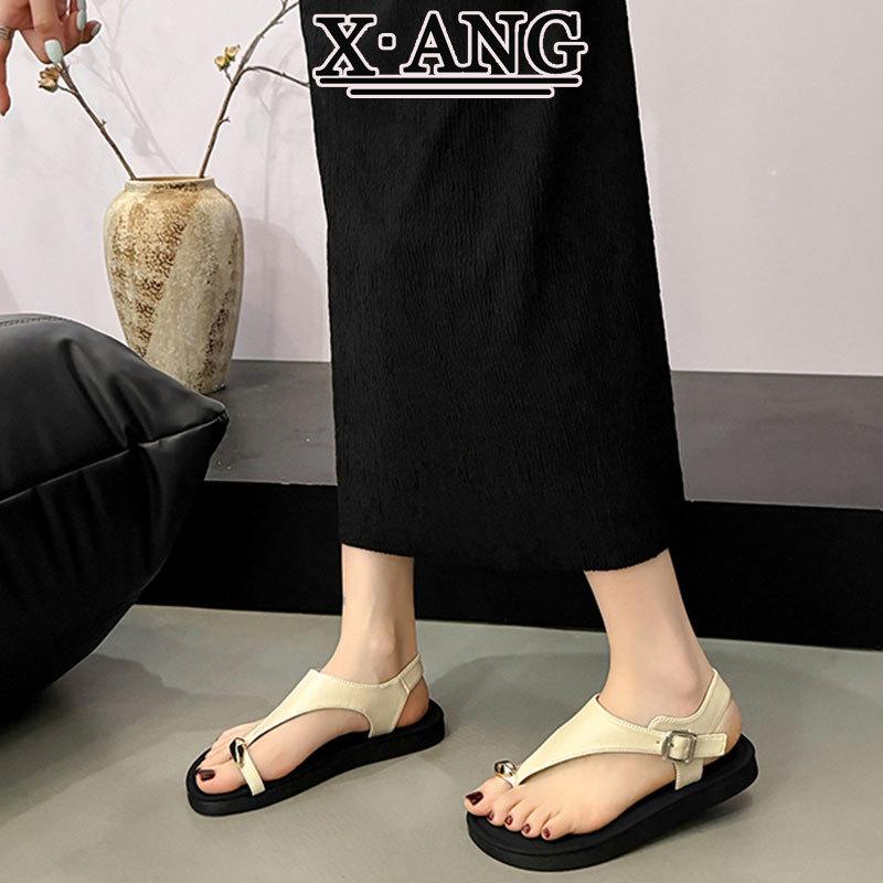 

Leather soft-soled cover-toe sandals women s 2025 new summer with skirt toe sandals vacation wind beach shoes 40