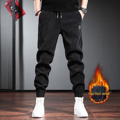 Jie Leinuo Men's Corduroy Tapered Jogger Pants
