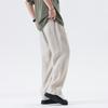 New Trendy Brand Cotton and Linen Casual Pants Men's Summer Fashion Loose and Versatile Straight Trousers Apricot
