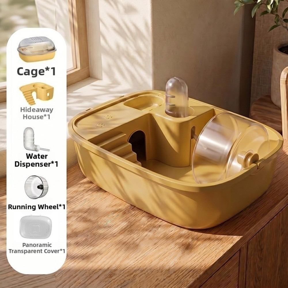 

Ventilation Hamster Cage 2-Layer Platform Hamster Travel Cage Rodent Habitat House for Bunny Mice жёлтый