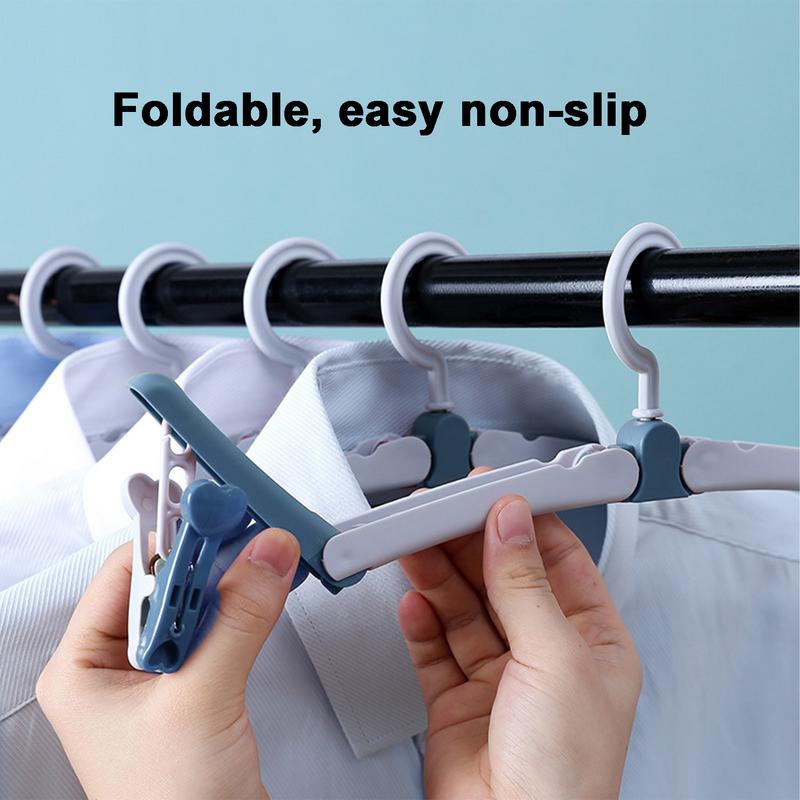 Foldable Hangers For Clothes Anti-Slip Folding Clothes Hangers Portable Clothes Drying Rack Household Clothes Hangers With Clips
