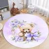 Süßer Teddybär Floral Runder Teppich Pastell Wasserfarben Stil Kinderzimmer Kinderzimmer Weich Leicht zu Reinigen Teppich