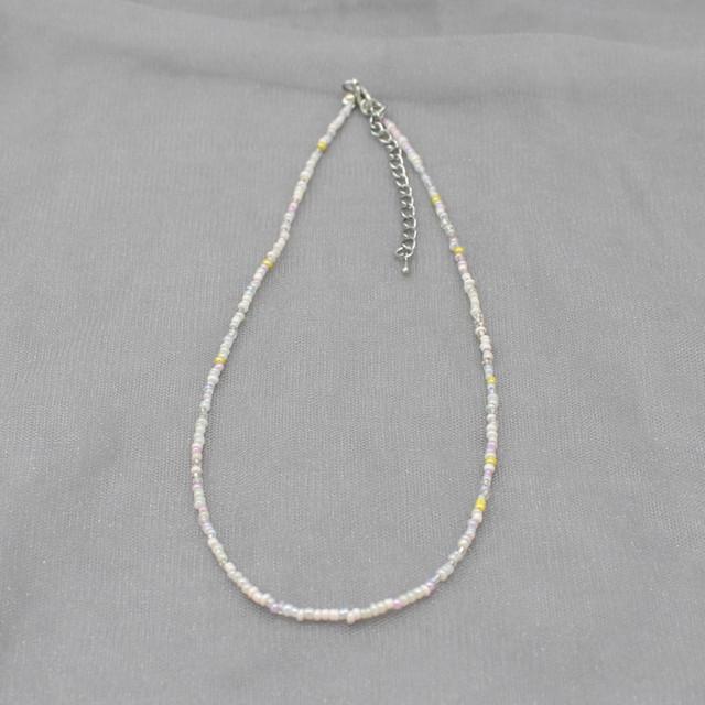 Jednoduché perličky Prameň Choker Náhrdelník Dámsky Šnúrkový golier Farebný ručne vyrobený Bohemia Collier Femme Jewelry Darček