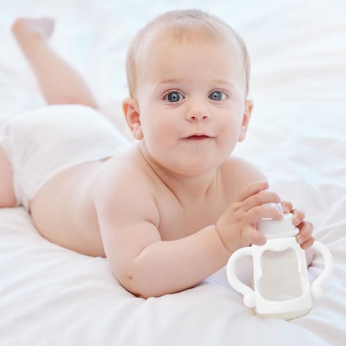 Agarre para Biberón Fonney, Agarre de Silicona para Vaso con Boquilla - Portabiberón con Mango de Fácil Agarre, Enseña al Bebé a Sostener el Biberón, Portabiberón para Bebé S