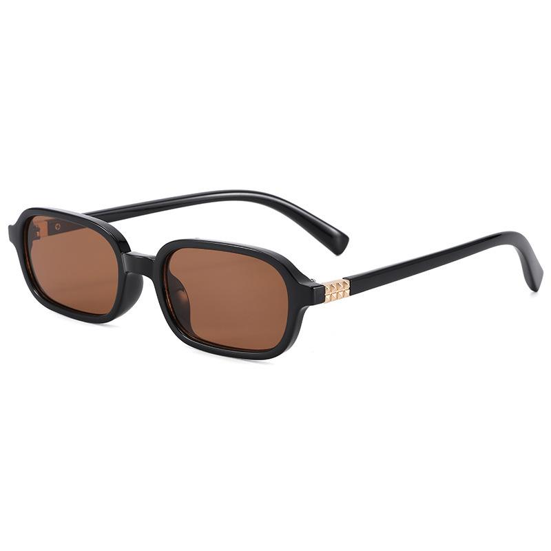 Narrow Frame Sunglasses Men'S Brown Color Simple And Versatile Square Frame Cool Sunglasses Women'S Advanced Sense