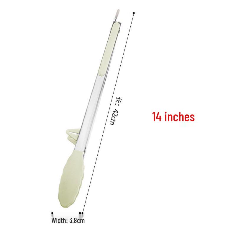 High-Temperature Resistant Silicone and Stainless Steel Food Tongs - Ideal for Barbecue, Roasting, and Bread.