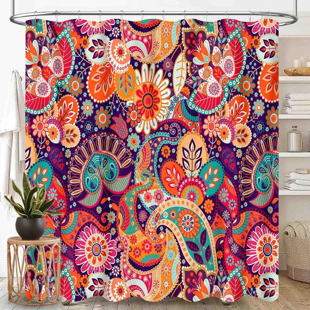 Southwestern Natvie Tribal American Ethnic Western Abstract Geometric Vintage Brown Waterproof Fabric Bathroom Shower Curtain