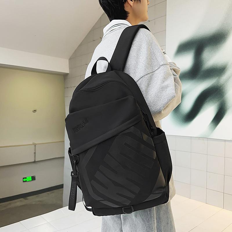 Literature and Art Simple Letter Printing Contrasting Color Large Capacity Junior High School High School Student Schoolbag Computer Bag Backpack