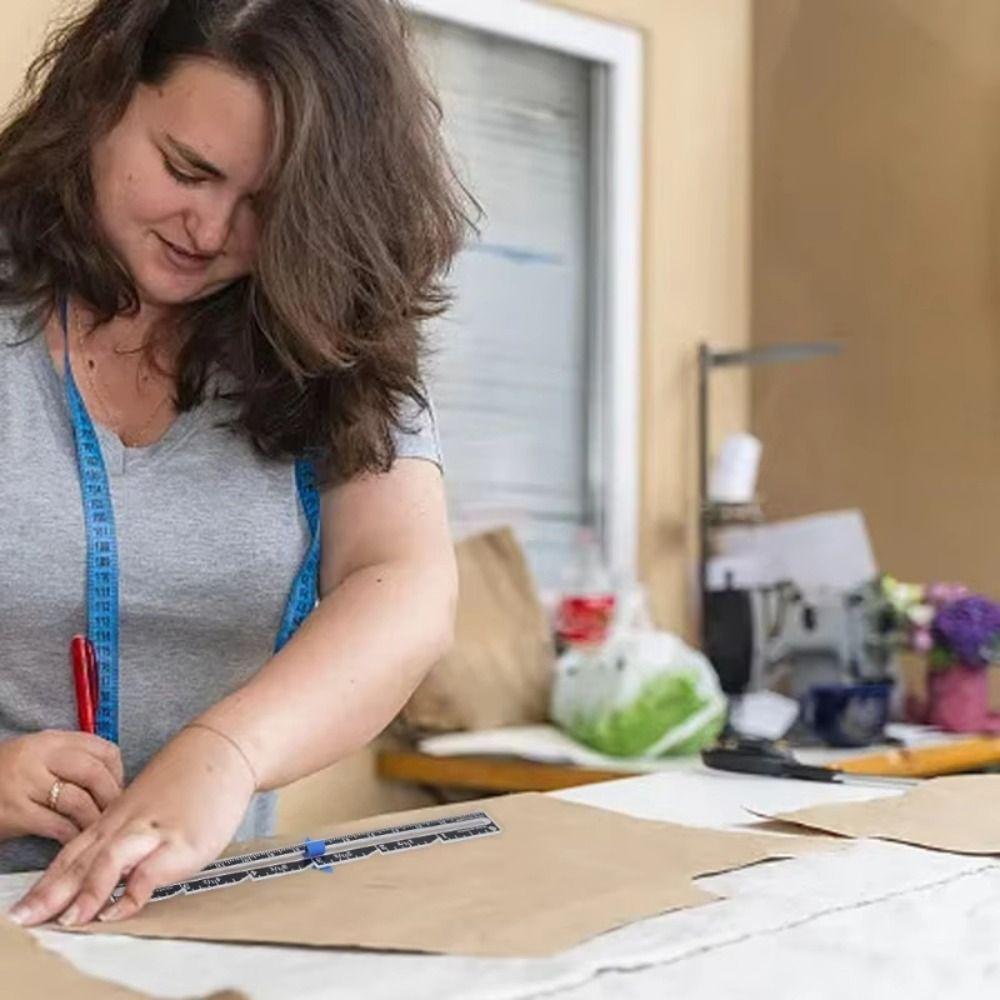 Fixed-Edge Sliding Gauge Metal Fabric Quilting Ruler Sewing Measuring Tool  Sewing Accessories