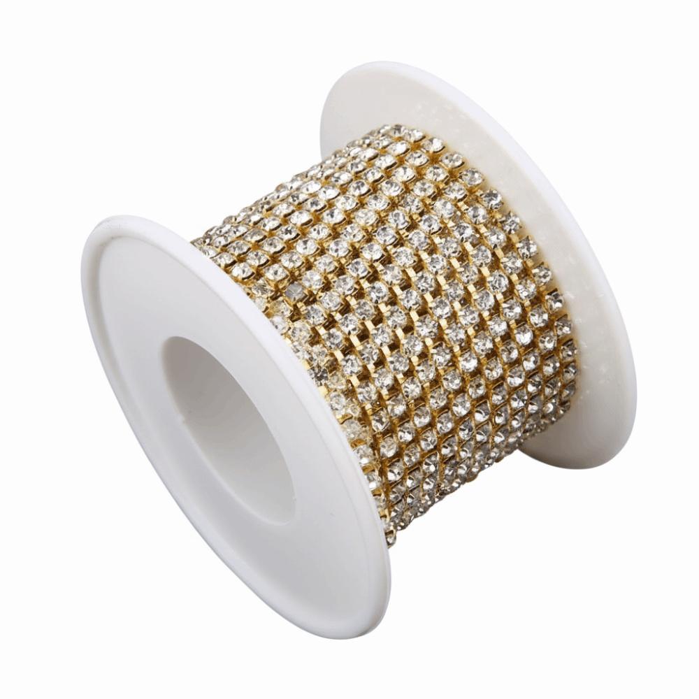 1pcs SS12 Rhinestone Chain Roll 10 Yards Close Cup Chain Trim Crystal Rhinestone Chain Sewing