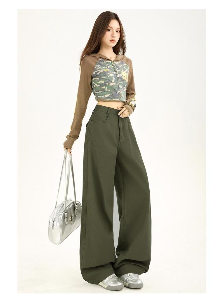 American Retro High-Rise Scimitar Jeans - Women's Autumn Wide-Leg Slimming Pants