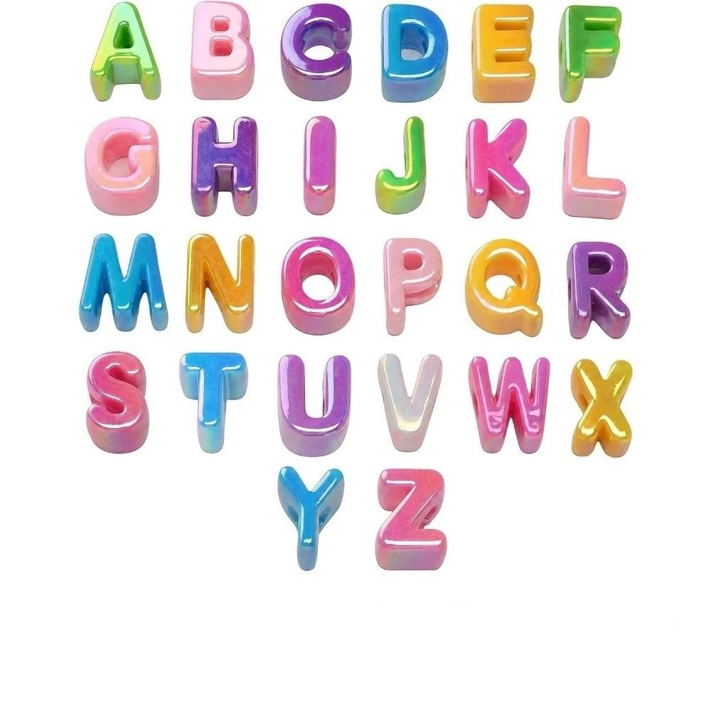 26PCS Colored DIY Craft Beads Transparent Name Bracelet Beads Friendship Jewelry Gift