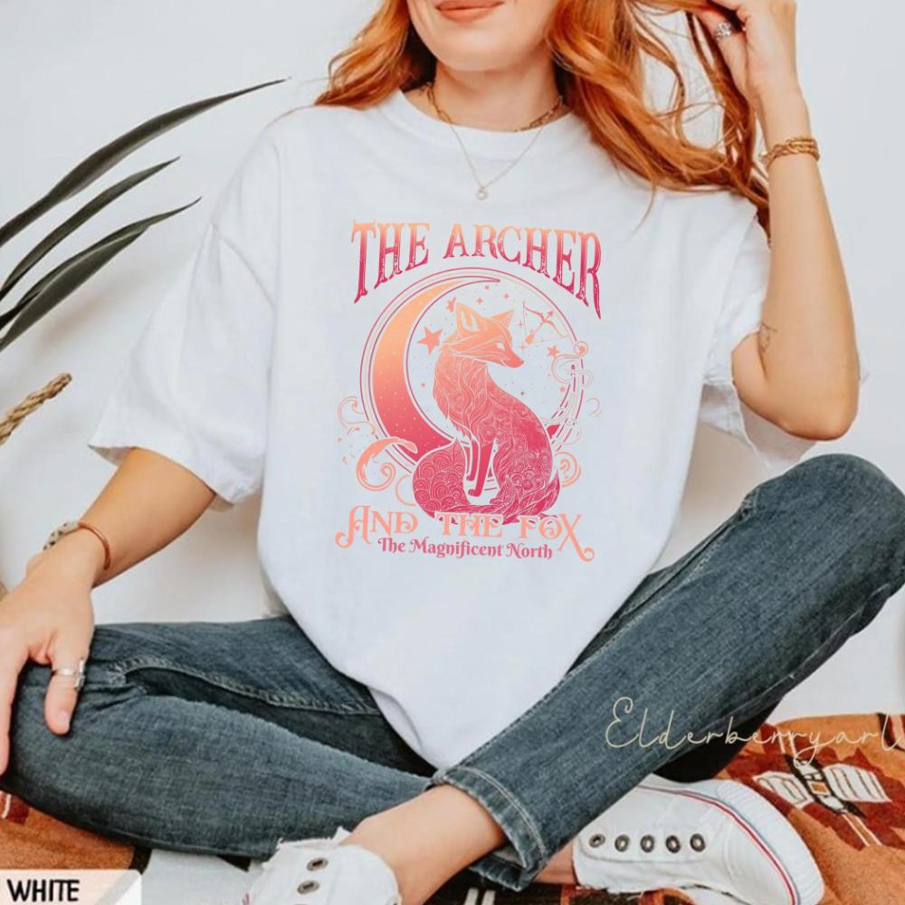2026 Summer Archer and The Fox Fantasy Archer Female Tshirt Mystery Fox Tshirt Adventure Graphic Tshirt Nature Archer Tshirt S
