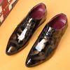 Pointed-toe men's leather shoes Banquet, work, outdoor Large sizes Shiny leather shoes