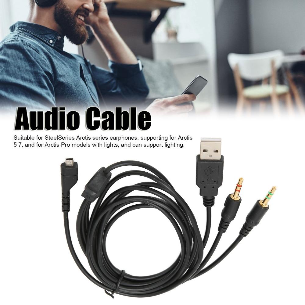 2m 3.5mm Audio Jack Cord with Lighting Gaming Headset Cable for SteelSeries Arctis Daily Use