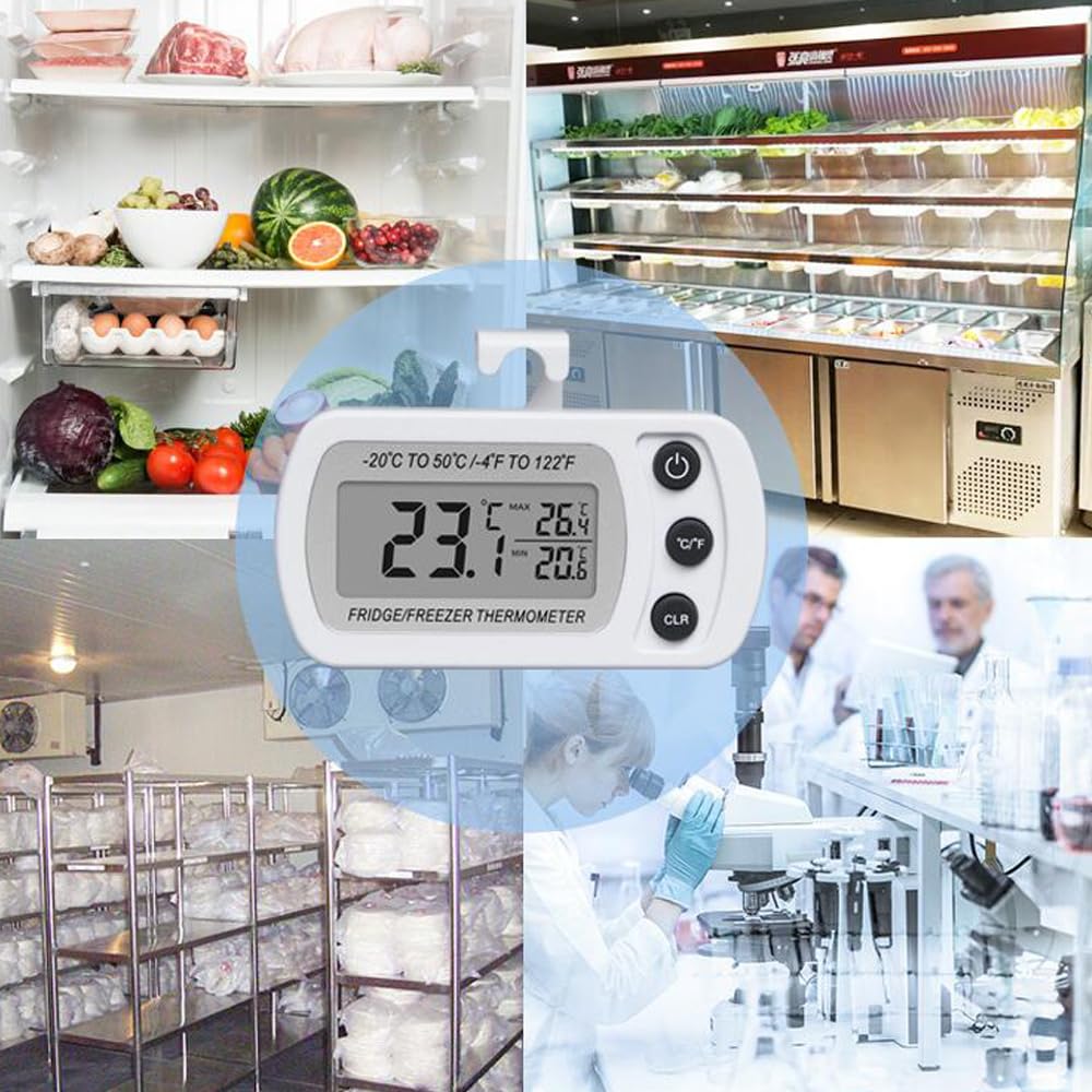 Digital Thermometer, Small Electronic Thermometer, Applicable Temperature Range -20℃-50℃, Waterproof, Lightweight, with Hook, Easy to Read, for