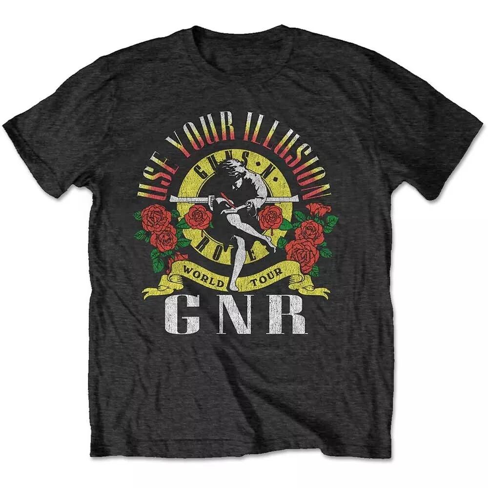 Hot Guns N Roses Band Retro Distressed Rock Loose Brand Oversized Loose Tshirt