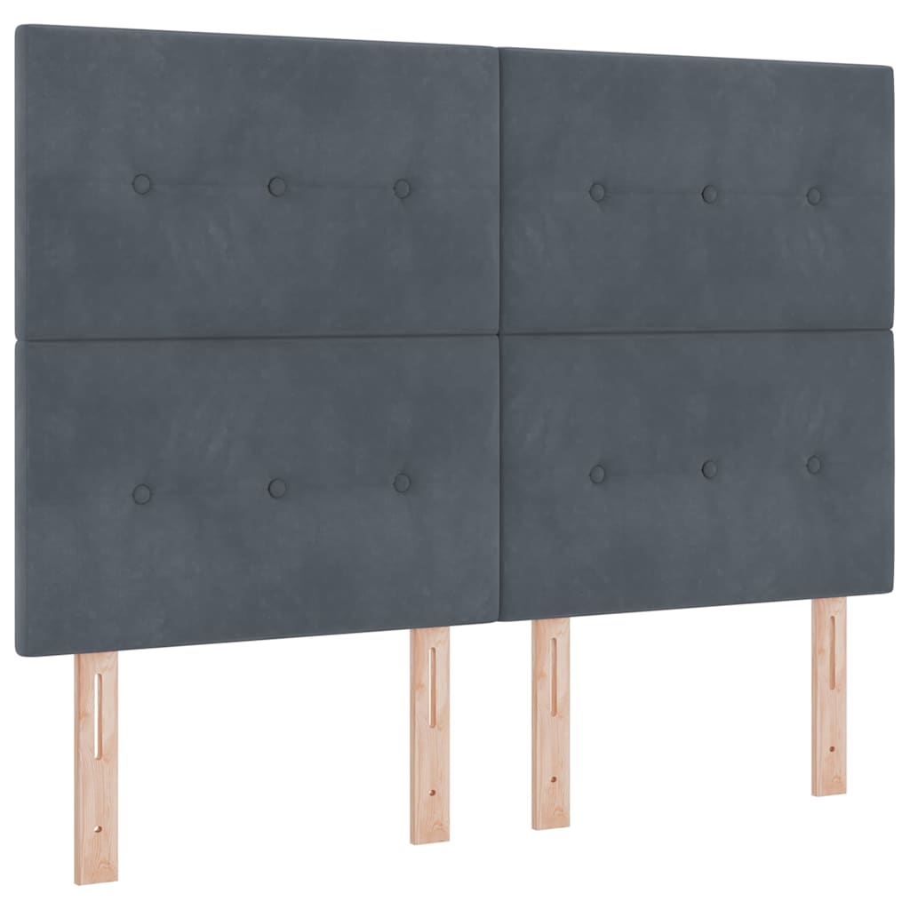 Box Spring Bed with Mattress Dark Gray 140 x 190 cm Velvet