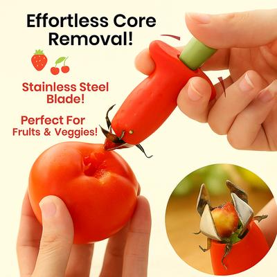 1 pieza descorazonador de fresas y cerezas: descorazonador con cuchilla de acero inoxidable para una extracción eficiente del corazón, utensilios de cocina y cosas para una preparación de alimentos sencilla