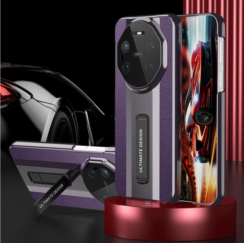 

Luxury Electroplating Genuine Leather For Huawei Mate 80 Pro Max RS Case Full Lens Protection Metal Bracket Kickstand Cover Genuine Leather&Huawei Mate 80 фиолетовый