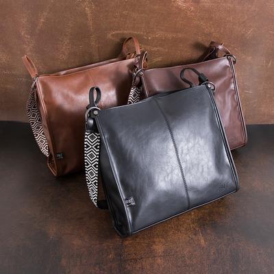 Bolso cruzado de hombro único para hombre de cuero suave Bolso tote de gran capacidad Maletín casual para el día a día
