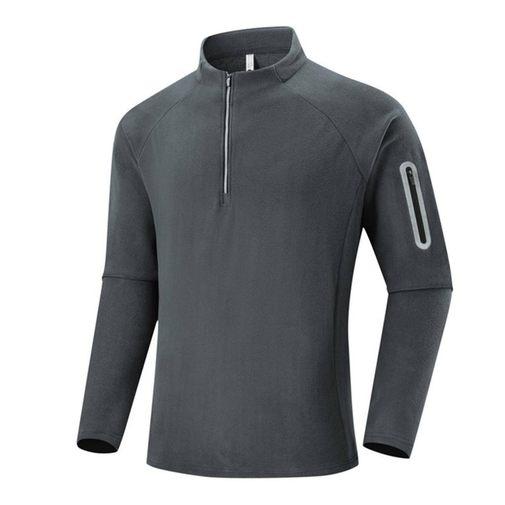 Men's Casual Fleece Semi-zipper Stand-up Collar Fleece Jacket, Men's Sporty Slim-fit Pullover Hoodie