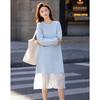 Demanana Soft Air Layer Color-Block Splice Loose Dress