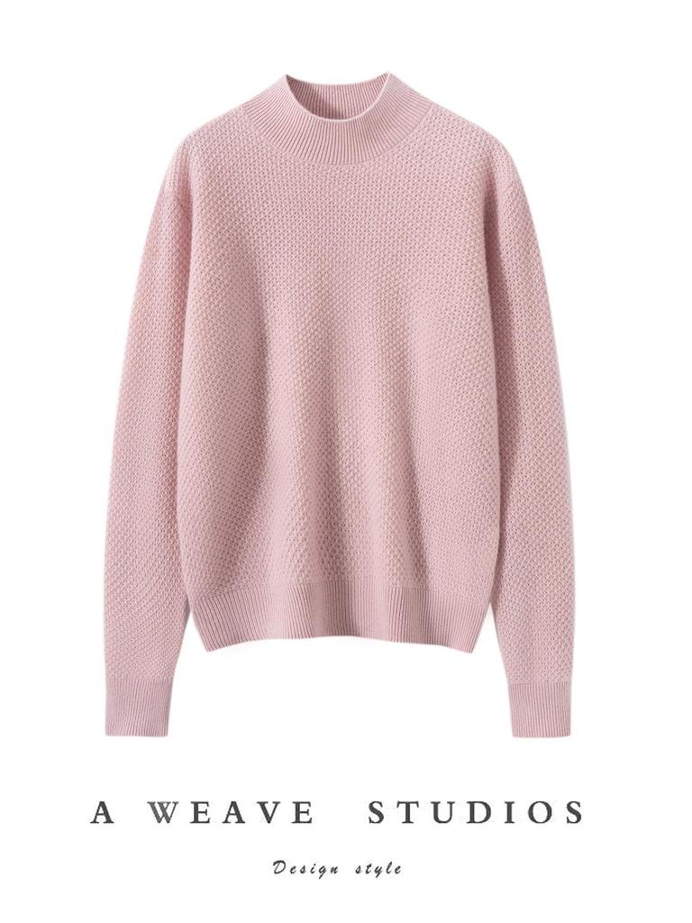 Cashmere Knit Half-High Neck Winter Cardigan Sweater
