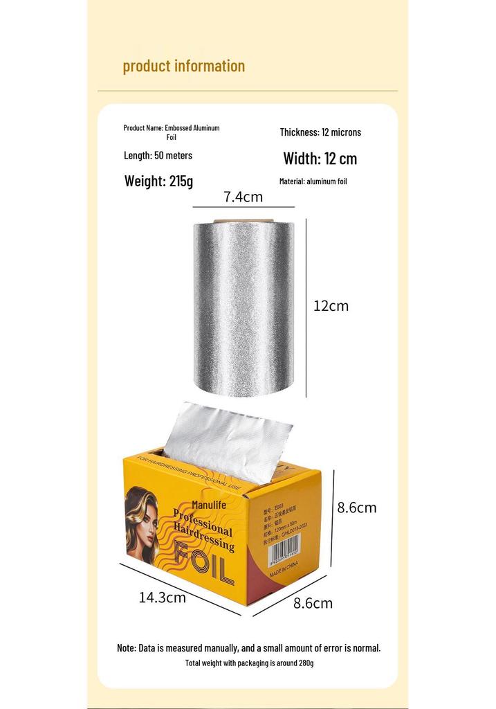 Embossed Aluminum Foil for Hair Dyeing and Bleaching - Barber Shop Highlights Tool