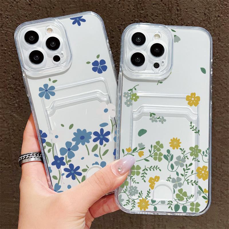 Card Slot Holder Silicone Wallet Pocket Case For Xiaomi Redmi Note 13 12 iPhone 17 Air 16 14 Pro Max Samsung S23 S24 S25 Plus Cover Clear Phone Bumper