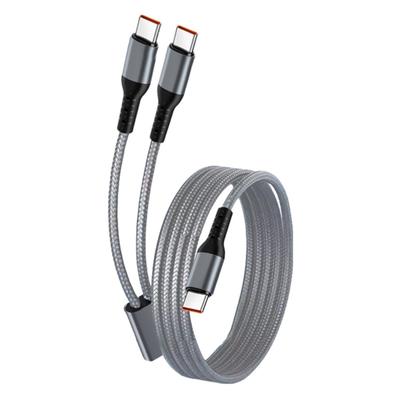 Upgrades Nylon Braided 100W Double Port Type C Charger Cable Heavy Duty 5FT Double Type C Charging Cable for Phone Laptop
