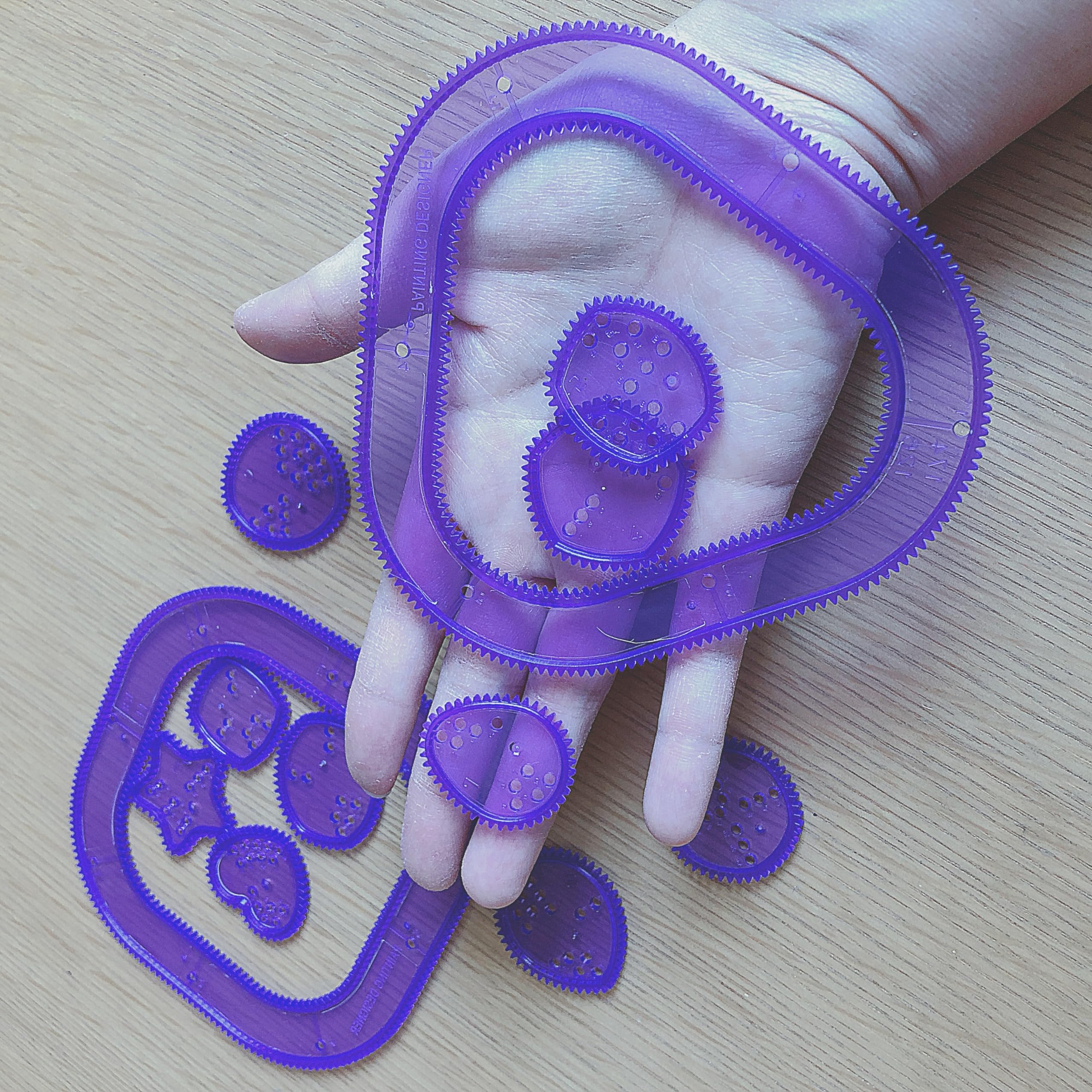 Линейка Спирограф с геометрическими узорами, 12 шт. (фиолетовый) фиолетовый