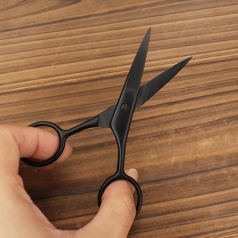 Black Stainless Steel Facial Hair Shears Cutting Mustache Eyebrow Trimming Barber Beard Scissors