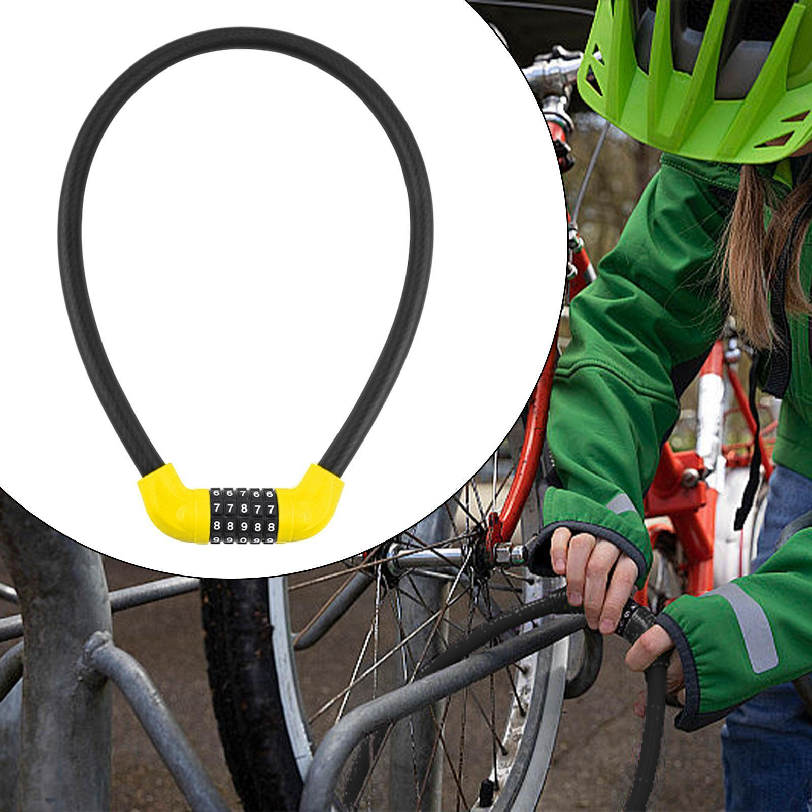 

Кабель с 5-значным кодом для велоспорта, водонепроницаемый аксессуар, идеально подходит для улицы и дороги Black Yellow