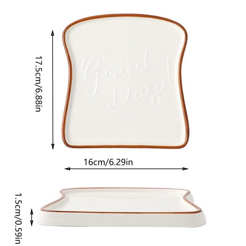 Creative Bread Shaped Ceramic Breakfast Plate Toast Dishes Salad Fruit Snack Tray Household Tableware Dinner