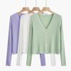 V-neck Cardigan Knitted Jacket Women's Spring and Summer Short Skirt Slim-fitting Thin Top
