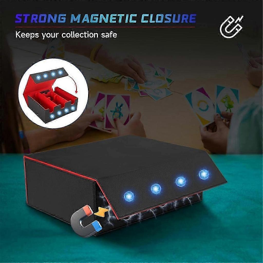 Card Storage Box For Trading Cards, Magnetic Closure Tcg Storage Box For , Yugioh, And Sports Cards Red+black