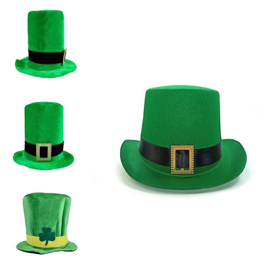 St. Patrick's Day Irish Leprechaun Shamrock Velvet Hat Adult Fancy Dress Accessory