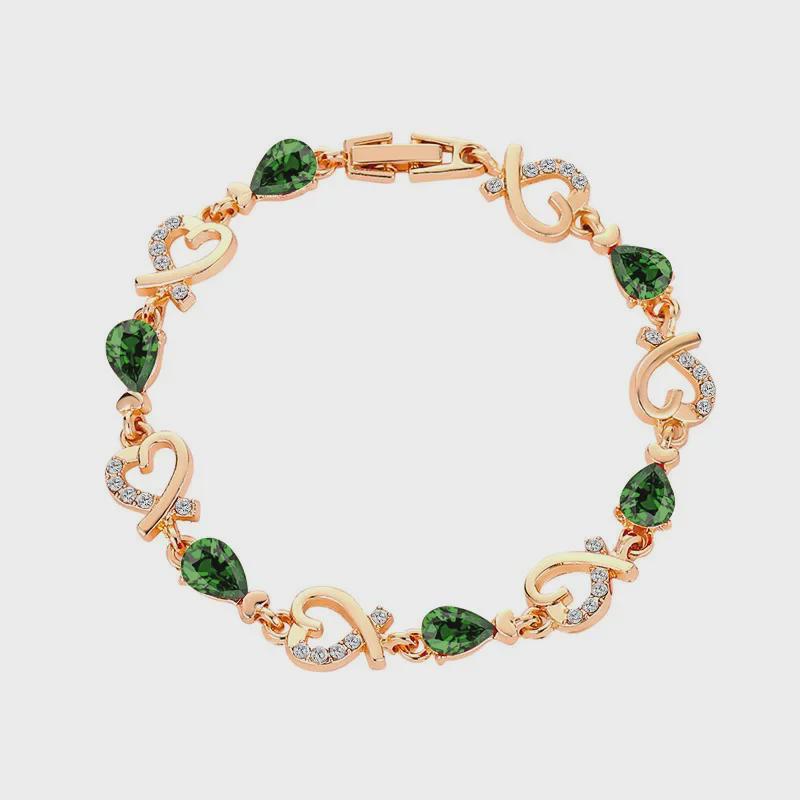 European and American Heart-Shaped Crystal Zircon Rhinestone Bracelet with Diamonds