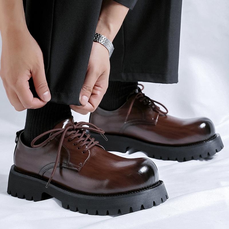 Platforma Męskie Buty Codzienne Wygodne Męskie Skórzane Oksfordy Męskie Buty do Jazdy Formalne Ślubne Buty do Sukni dla Mężczyzn Modny Design