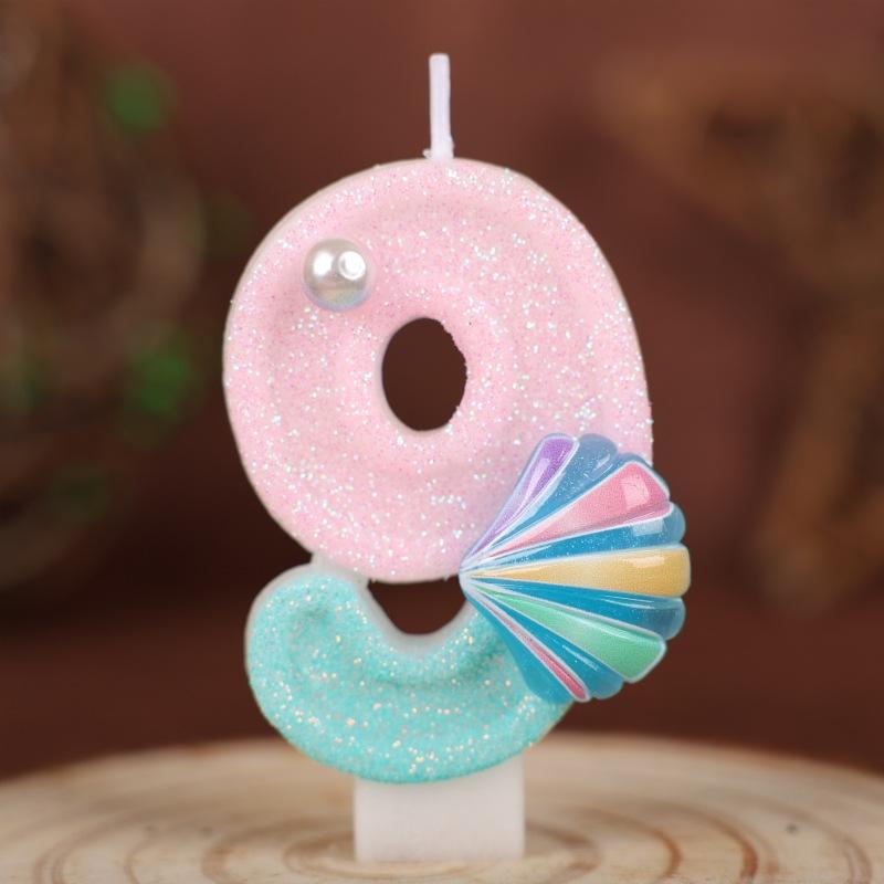 

Свеча на день рождения Цифра Годовалый Торт Атмосфера Украшение Сцена Сделай сам Ручная работа Цифровая свеча 0-9 9