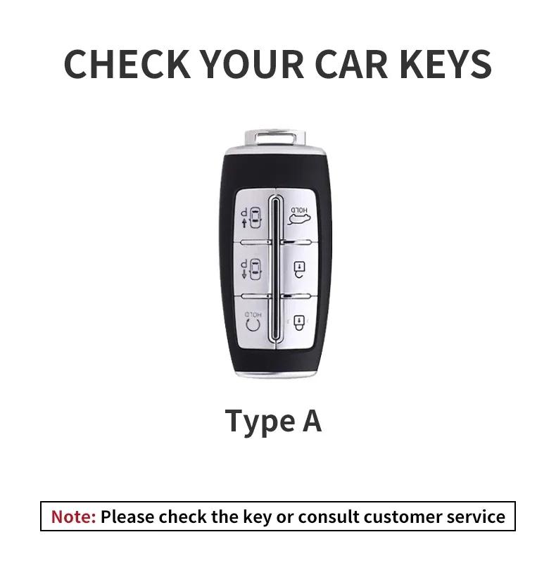 New Sport Fashion Leather Car Key Fob Case Cover 6 Button Shell Protector Bag For Hyundai Genesis GV60 GV70 GV80 G70 G80 G90