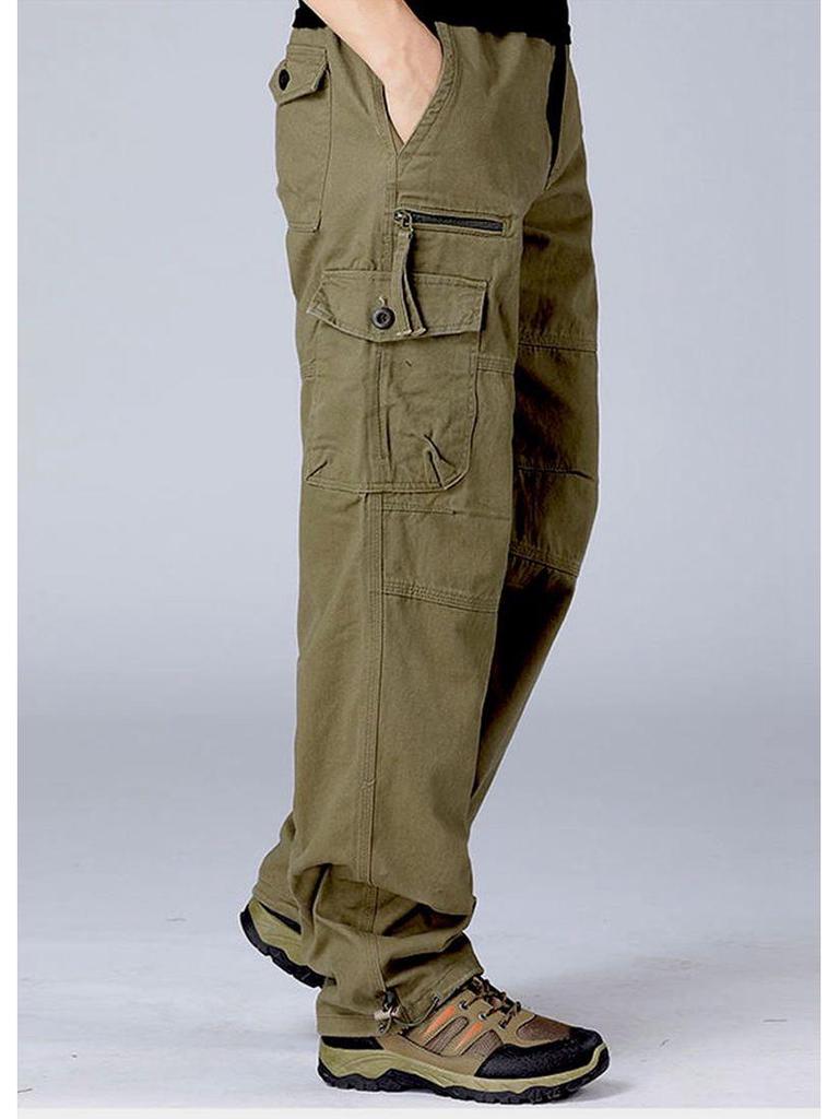 Men's Multi-pocket Cotton Cargo Pants: Spring/Autumn Loose Fit