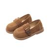 Kids Causal Moccasins Solid Color Girls Fashion Leather Shoes Simple Spring Autumn Versatile Children Retro Flat Shoes Non-slip